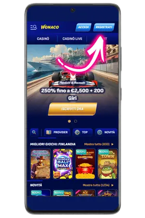 Accedete al sitoin Wonaco Casino