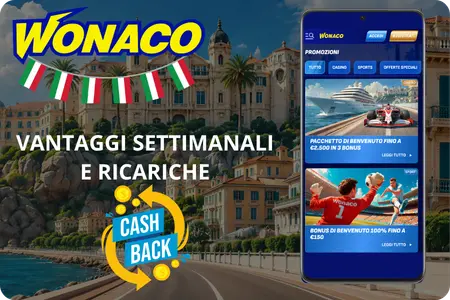 Cashback settimanale e ricariche Wonaco