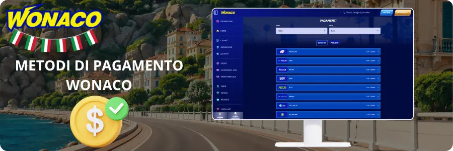 Depositi e prelievi su Wonaco Casino
