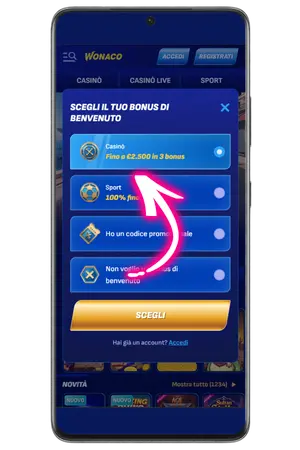 Scegliete il bonus di benvenuto in Wonaco Casino
